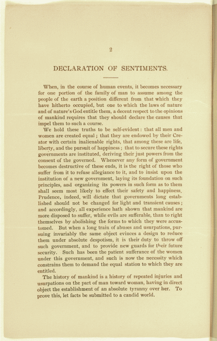 The Seneca Falls Convention For Women's Rights