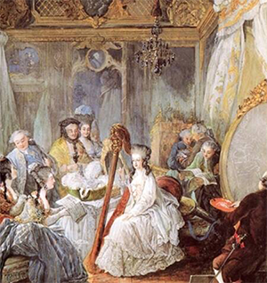 Marie Antoinette playing the harp