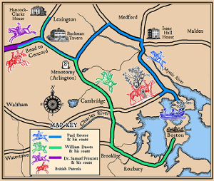 Paul Revere's route