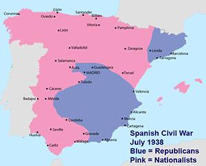 Spanish Civil War map July 1938