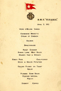Titanic first meal menu